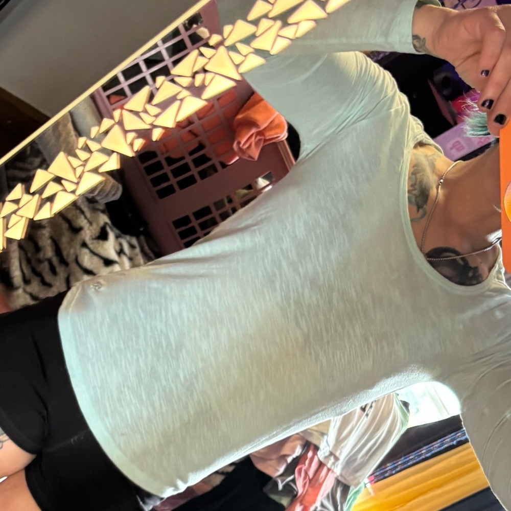 Victoria's Secret White Fitted 3/4 Sleeve T-Shirt